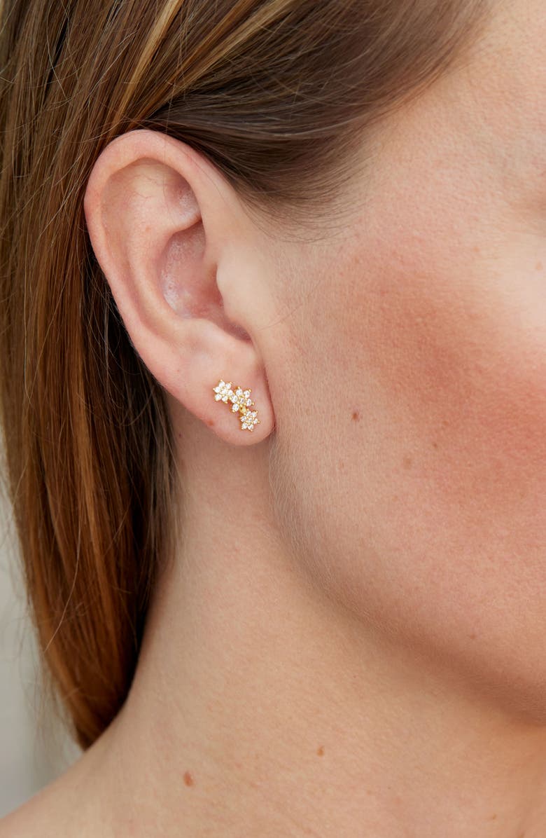 SAVVY CIE JEWELS CZ Star Climber Earrings, Alternate, color, Gold