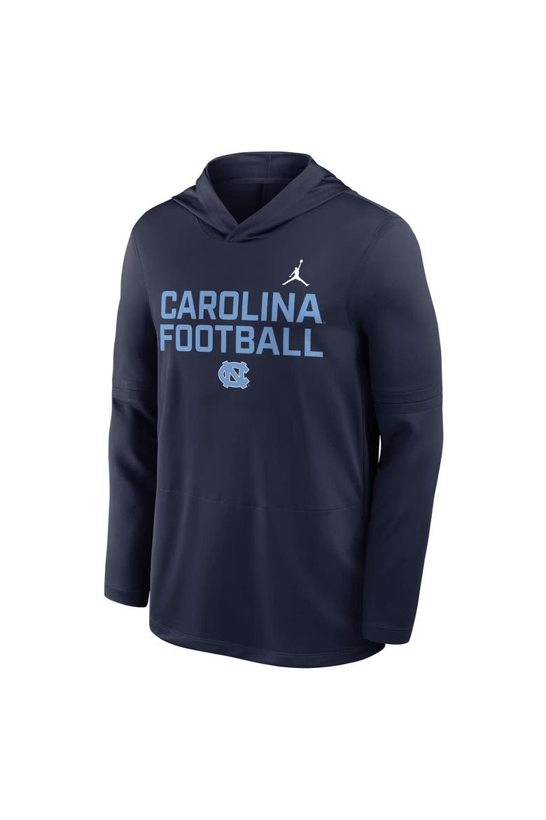 Men's Jordan Brand Navy North Carolina Tar Heels 2025 Sideline Dri-FIT Long Sleeve Hoodie T-Shirt, Alternate, color, Navy