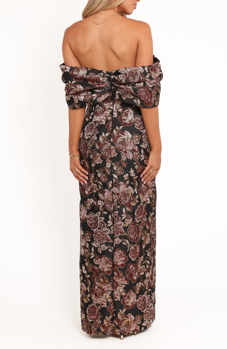 Petal & Pup Lilia Off the Shoulder Maxi Cocktail Dress, Alternate, color, Black Floral