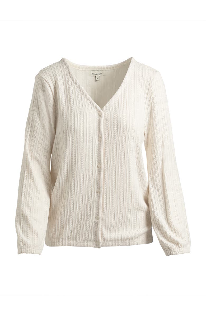 Single Stitch Cable Knit Cardigan, Alternate, color, Winter White