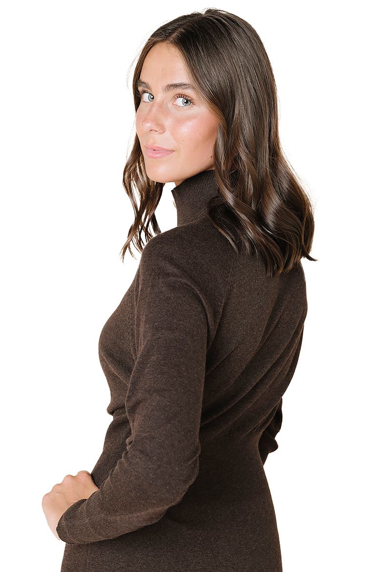Mock Neck Dolman Sleeve Sweater Dress, Alternate, color, Chocolate Heather