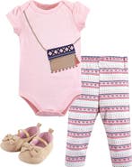 Little Treasure Little One's Cotton Outfit Set Bodysuit, Pants, and Matching Shoes