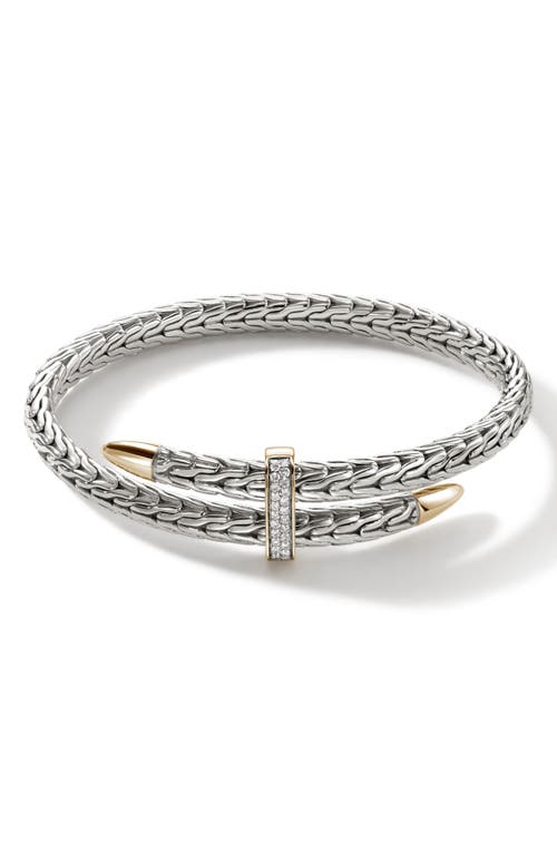 John Hardy Spear Flex Cuff, Diamonds In Sterling Silver/yellow Gold
