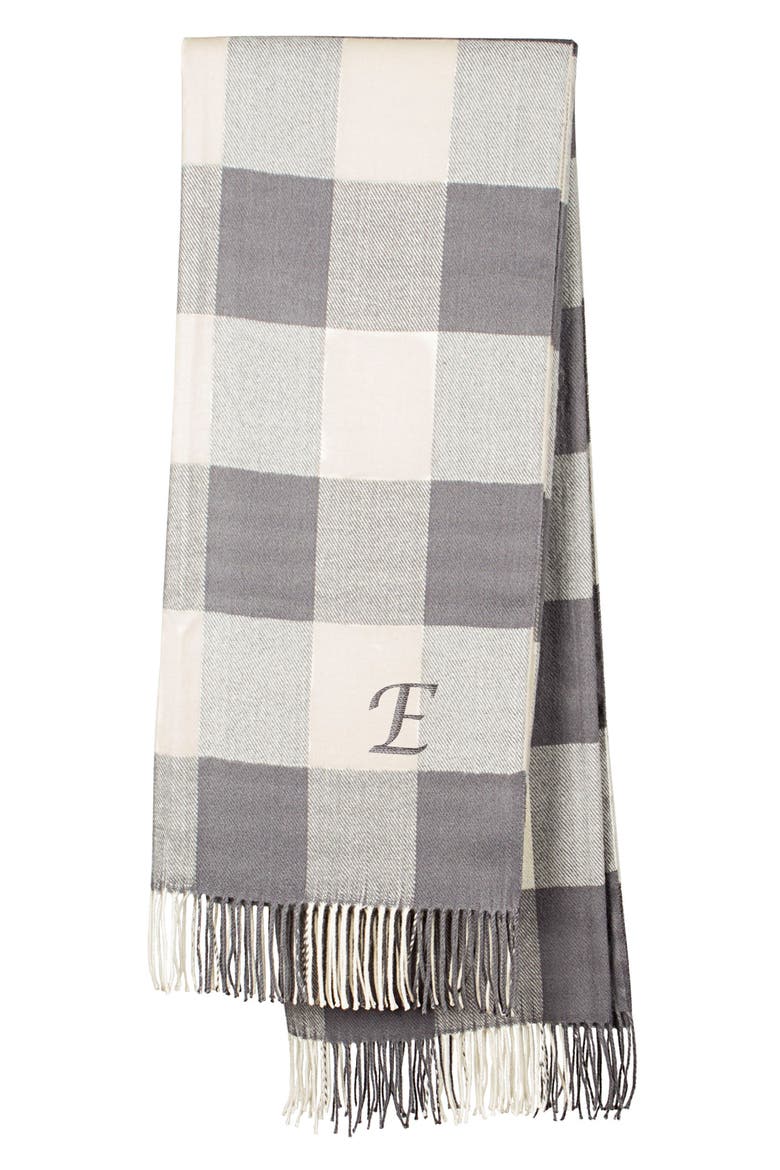 Monogram Buffalo Check Throw, Main, color, GREY-E
