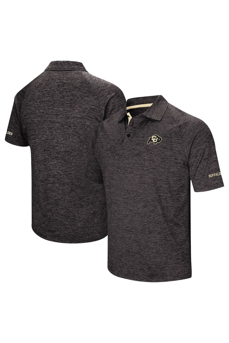 Men's Colosseum Black Colorado Buffaloes Down Swing Polo, Alternate, color, Heather Black