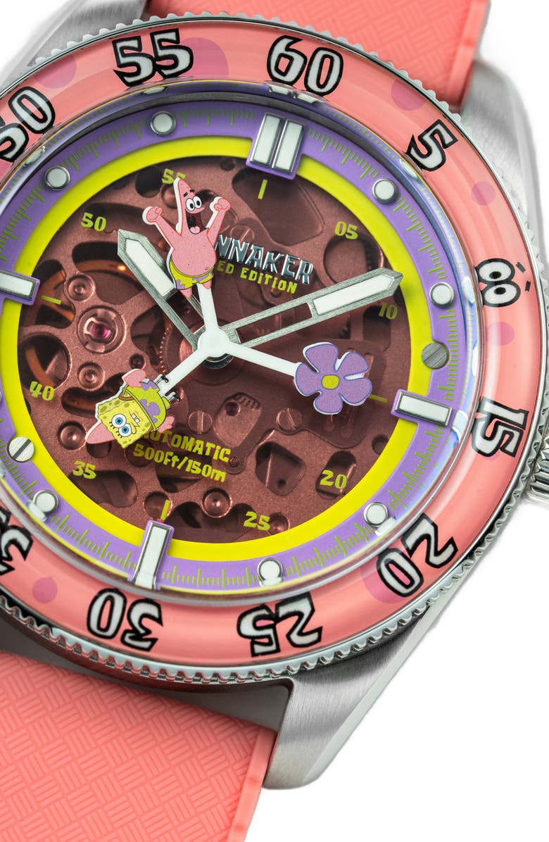 SPINNAKER x SpongeBob SquarePants Croft Midsize Automatic Rubber Strap Watch, 40mm, Alternate, color,