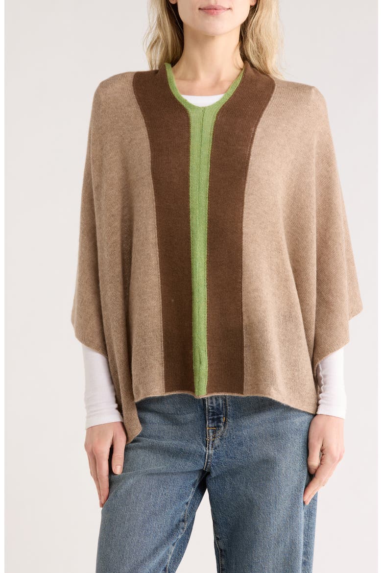 Colorblock Cashmere Poncho, Main, color, BEIGE/ MARO GLACE/ SAPLING