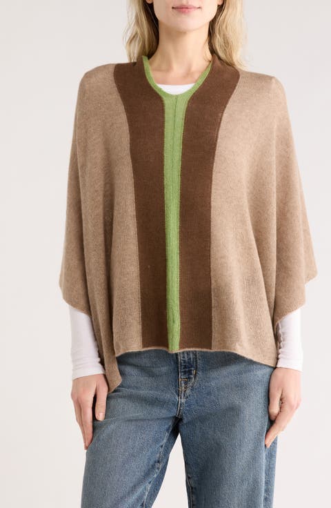Colorblock Cashmere Poncho