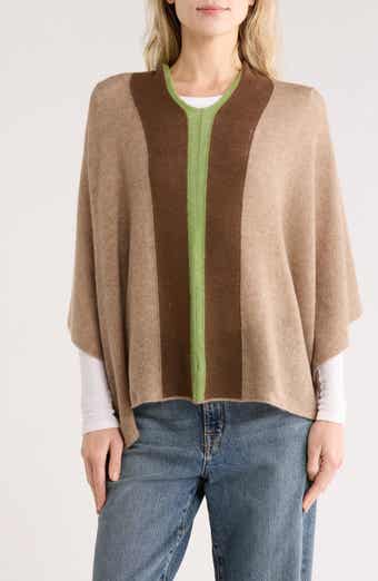 Colorblock Cashmere Poncho