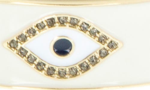 Marlyn Schiff Evil Eye Enamel Hinge Bracelet In White
