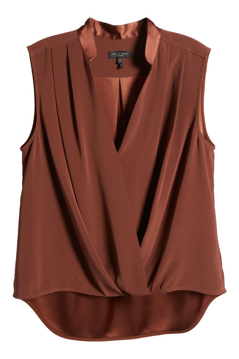 Meredith Sleeveless Surplice Top, Alternate, color, BROWN