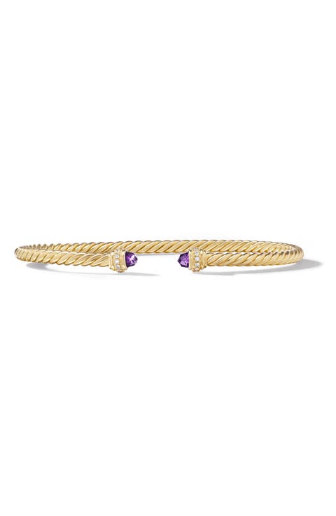 Classic Cablespira® Bracelet in 18K Gold with Diamonds, 3mm