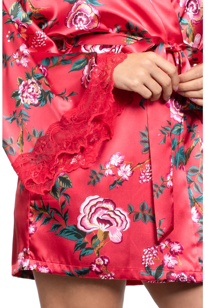 Phoenix Satin Robe, Alternate, color, RED