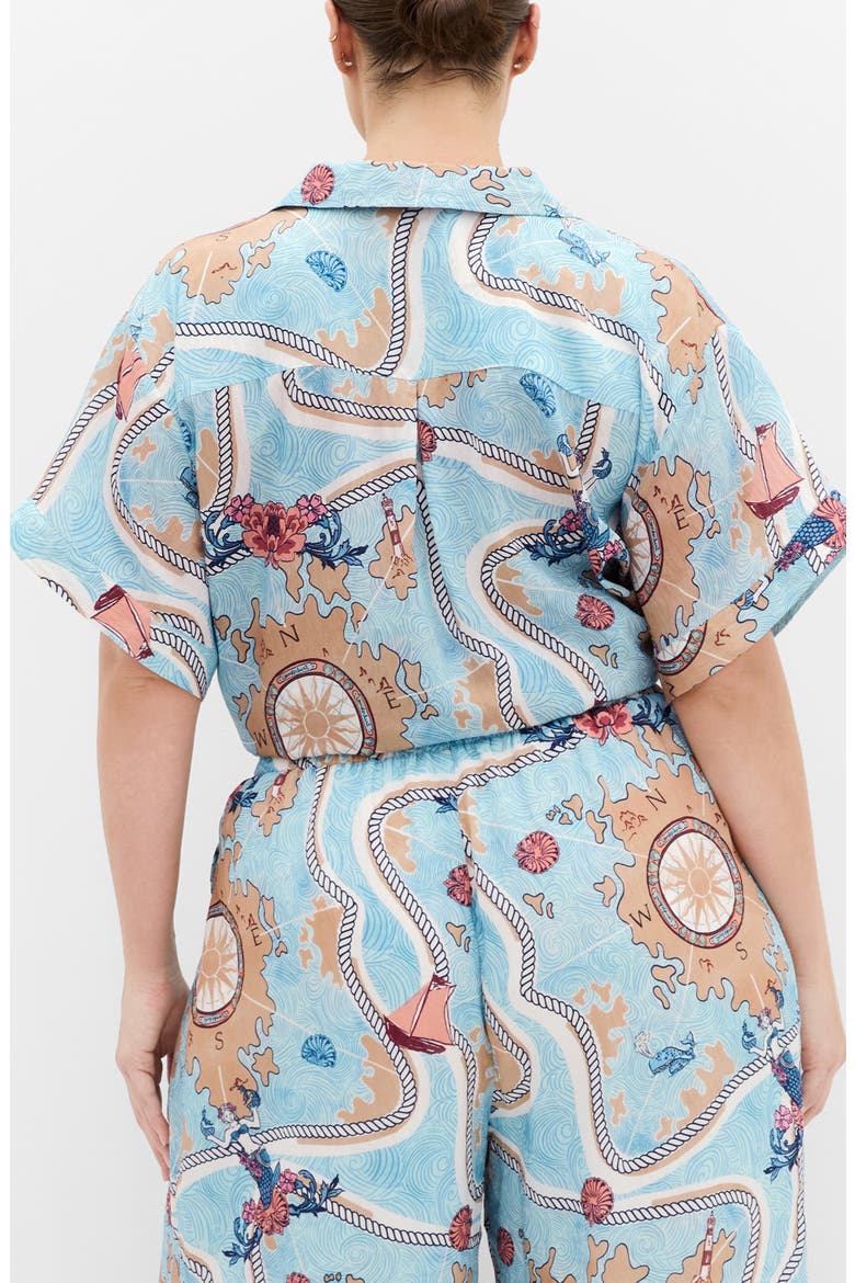 Postcard Front Tie Top, Alternate, color, VOYAGE PRT