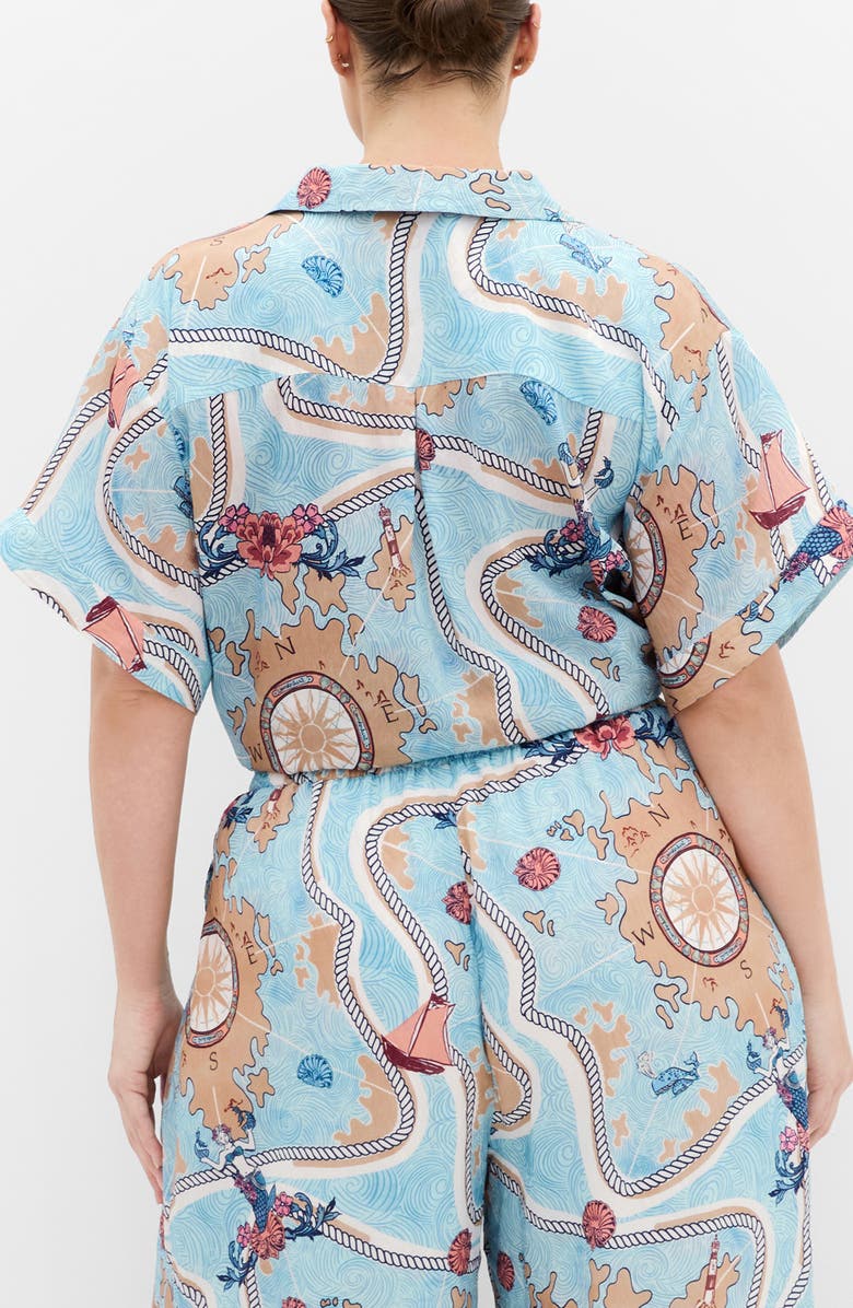 City Chic Postcard Front Tie Top, Alternate, color, Voyage Prt