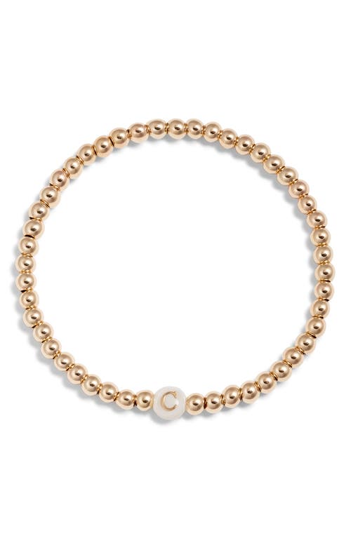Nashelle Mother Of Pearl Initial Beaded Bracelet In Gold Fill C