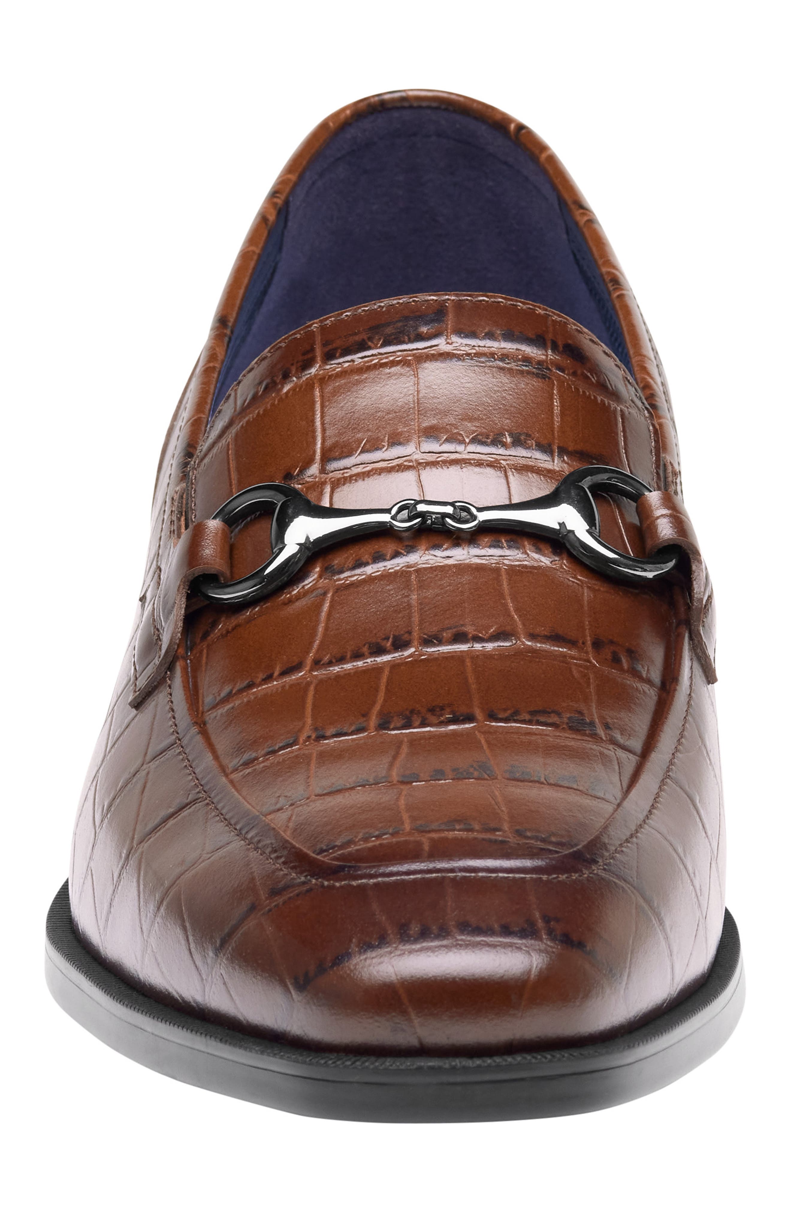 Gibbons Croc Embossed Bit Loafer, Alternate, color, MAHOGANY CROC EMBOSSED GRAIN