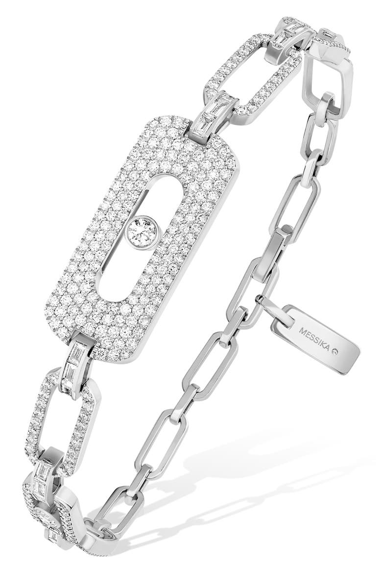 My Move Pavé Diamond Bracelet, Main, color, WHITE GOLD