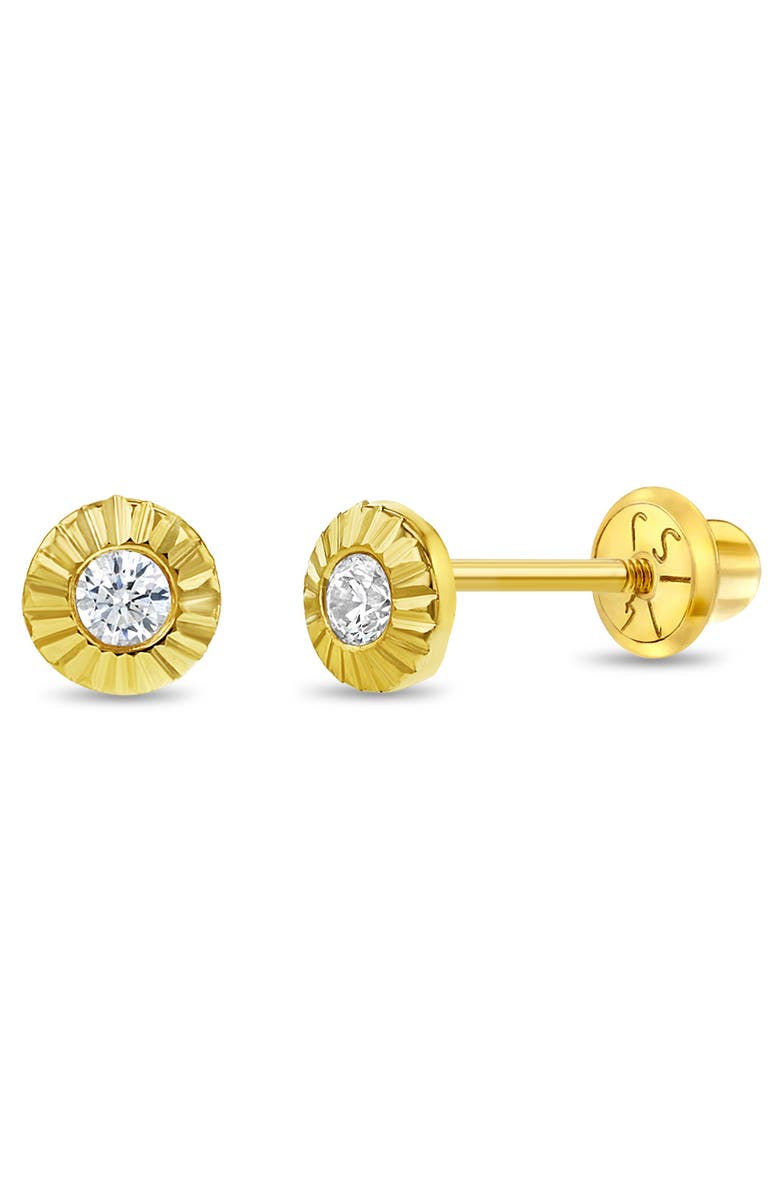 In Season Jewelry 14k Radiant Setting Cubic Zirconia Earrings, Main, color, Gold