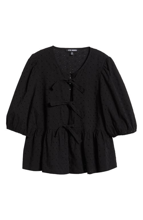 Steve Madden Paula Eyelet Embroidery Shirt In Black
