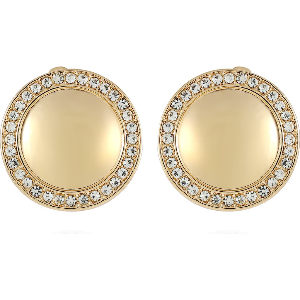 T Tahari Circle Pavé Clip-on Earrings In Gold