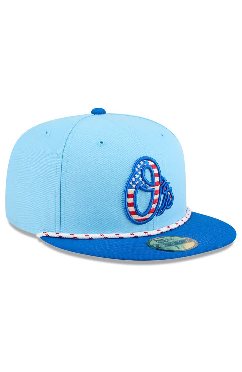 New Era Men's New Era Light Blue/Blue Baltimore Orioles 2025 Fourth of July 59FIFTY Fitted Hat, Alternate, color, 