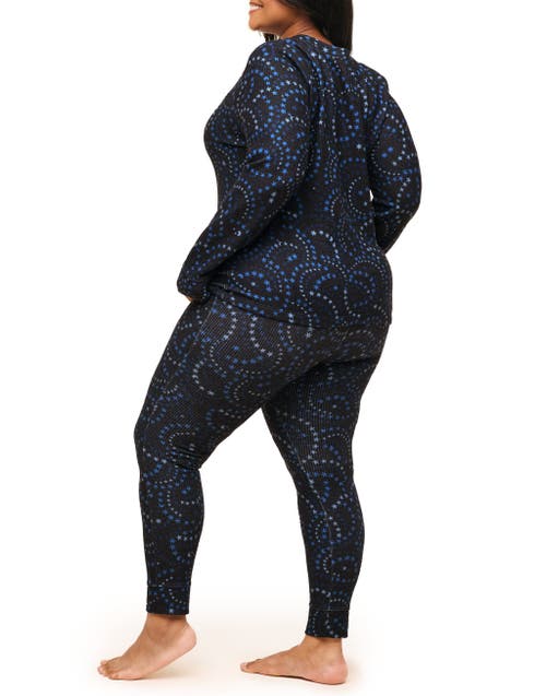 Adore Me Janise Women's Plus-size Pajama Long Sleeve Top & Leggings Set In Novelty Black