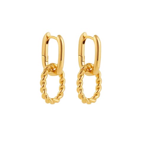 Double Hoop Twist Huggie Drop earrings