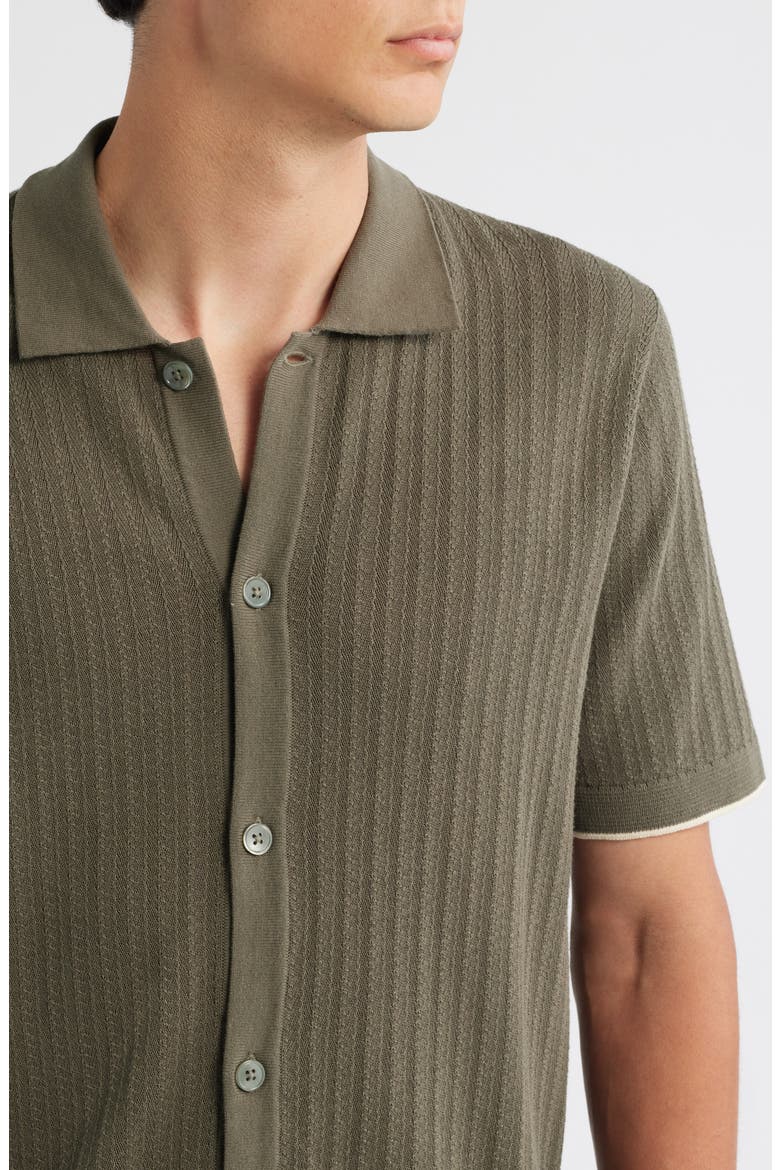 Nalo 6561 Short Sleeve Knit Cotton Button-Up Shirt, Alternate, color, CAPERS
