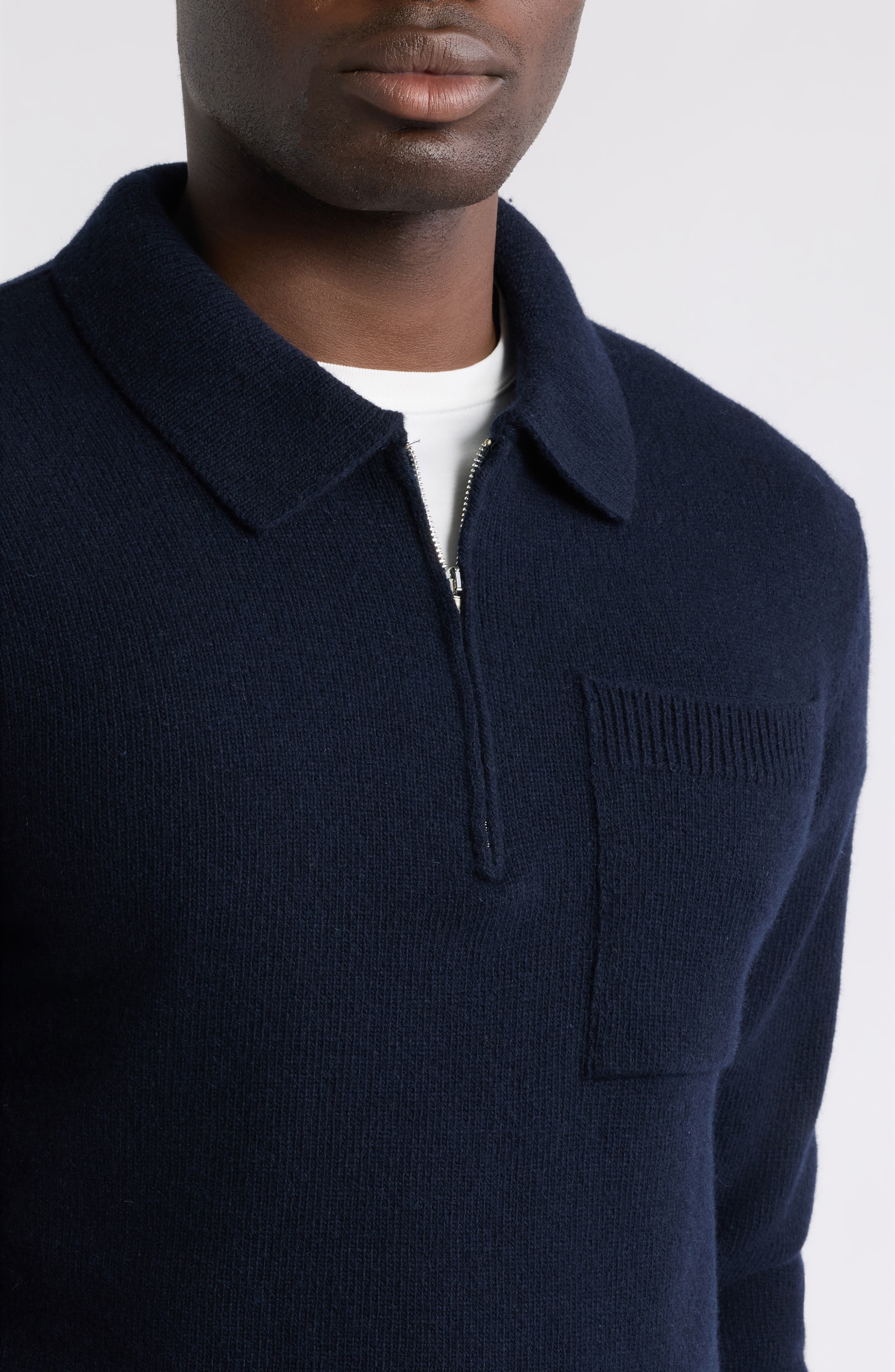 CASUAL FRIDAY Lambswool Quarter Zip Polo Sweater (Men) | Nordstrom
