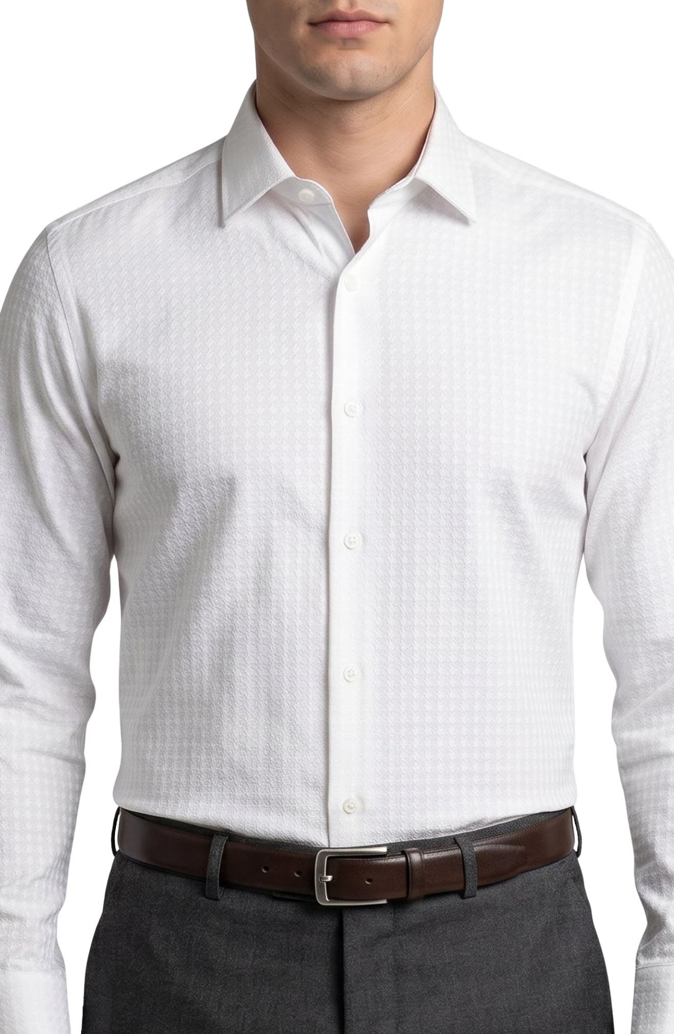 Diamond Textured Cotton Dress Shirt