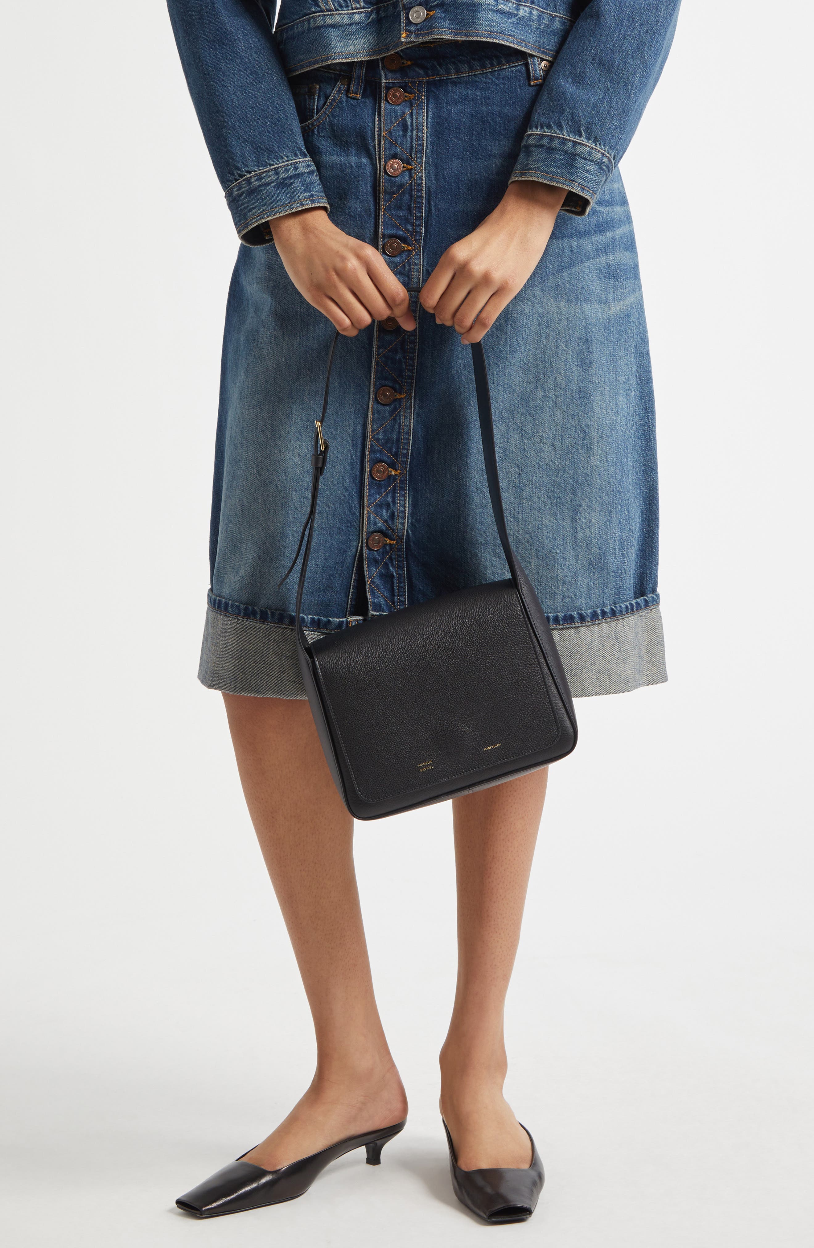 Mansur Gavriel Box Leather Shoulder Bag, Alternate, color, 