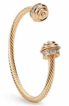 SAACHI Crystal Barbell Charm Twisted Cuff Bracelet