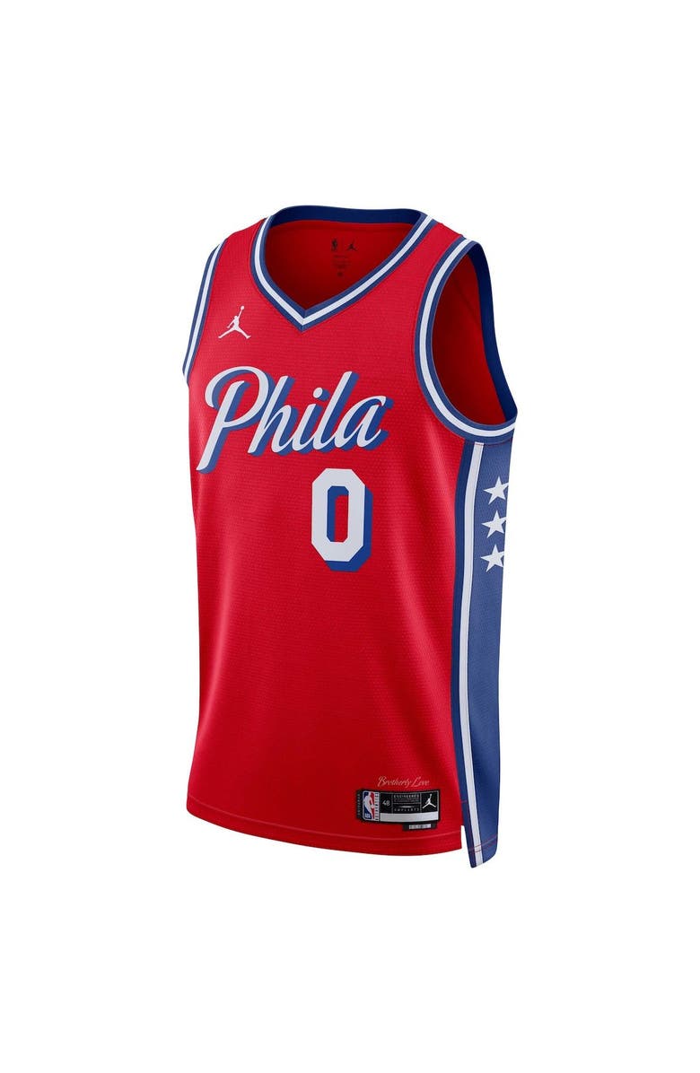 Jordan Brand Unisex Jordan Brand Tyrese Maxey Red Philadelphia 76ers Swingman Jersey - Statement Edition, Alternate, color, Red