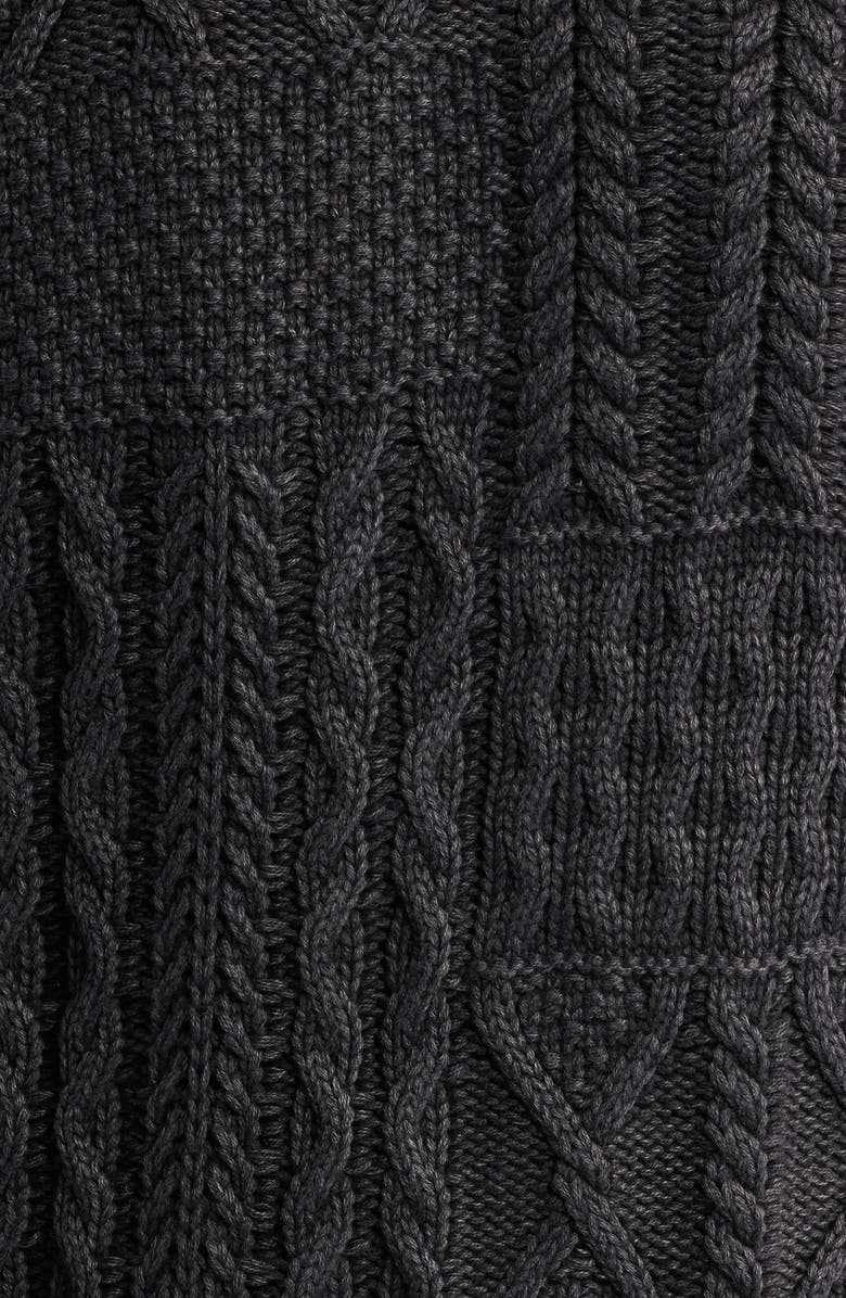Schott NYC Stonewashed Patchwork Cable Sweater, Alternate, color, 