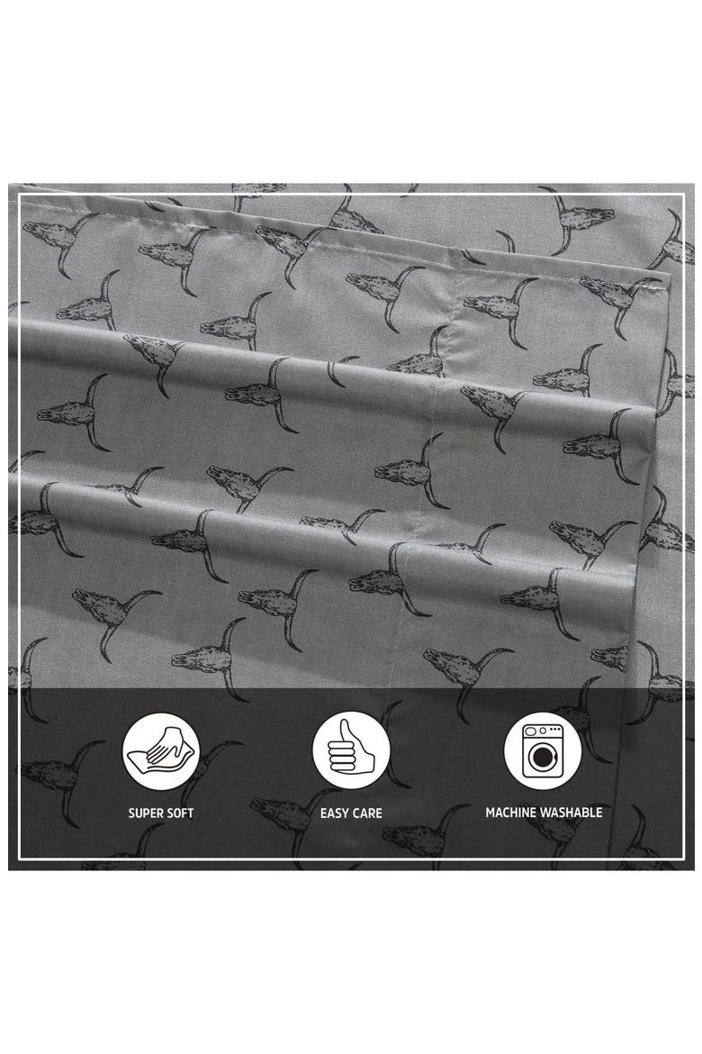 Steer Skulls Sheet Set, Alternate, color, DARK GREY