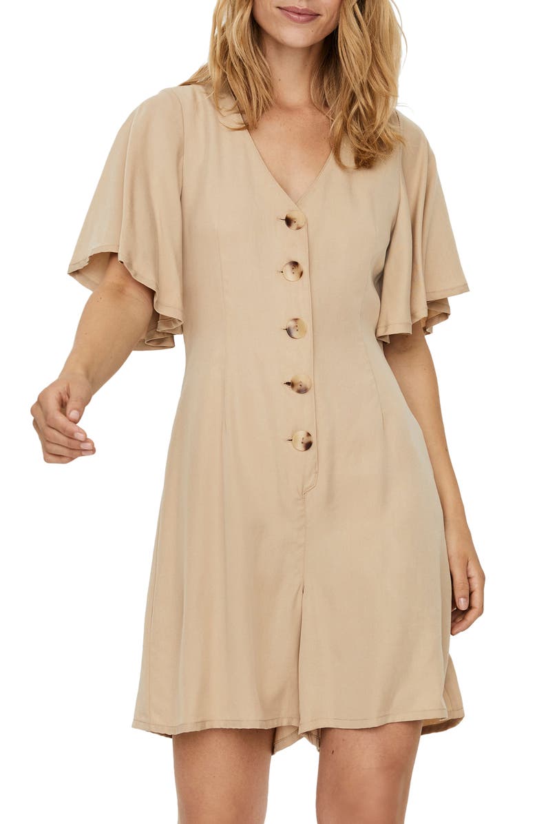 VERO MODA Viviana Flutter Sleeve Romper, Main, color, 
