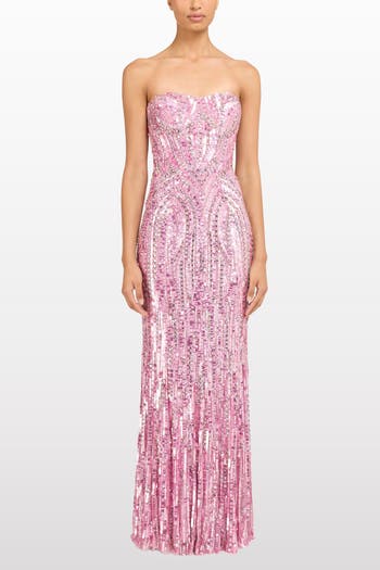 Jenny Packham Women's Euphoria Sequin-Embellished Strapless Dress - Pink - Size 10 UK/6 US - Parma Violet Jenny Packham Women's Euphoria Sequin-Embellished Strapless Dress - Pink - Size 10 UK/6 US - Parma Violet