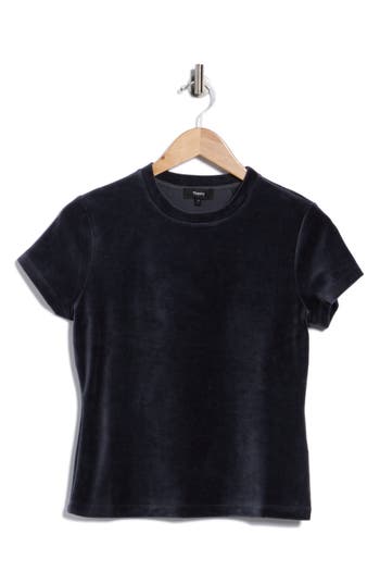 Theory Stretch Velour T-shirt In Black