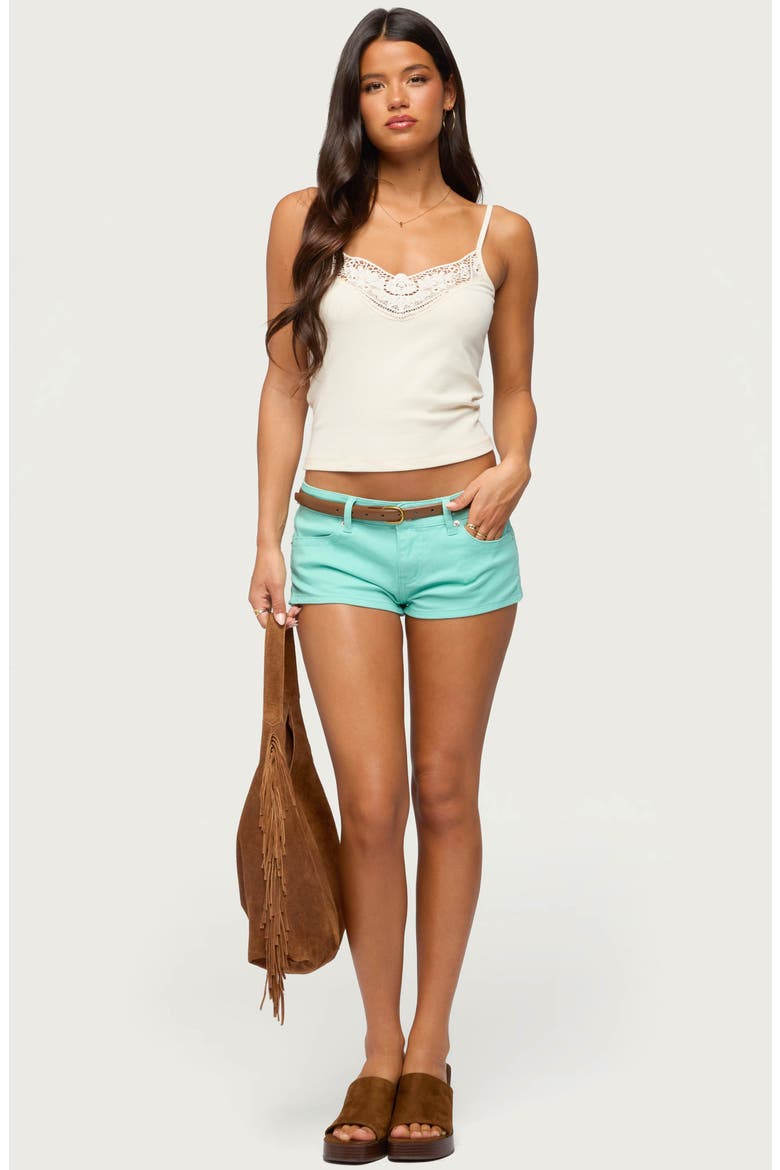 Jagger Low Rise Denim Shorts, Alternate, color, TURQUOISE