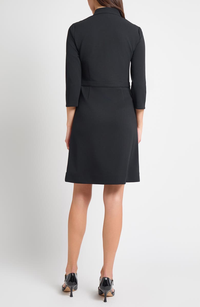 Ming Wang Deco Long Sleeve Crepe Sheath Dress, Alternate, color, Black