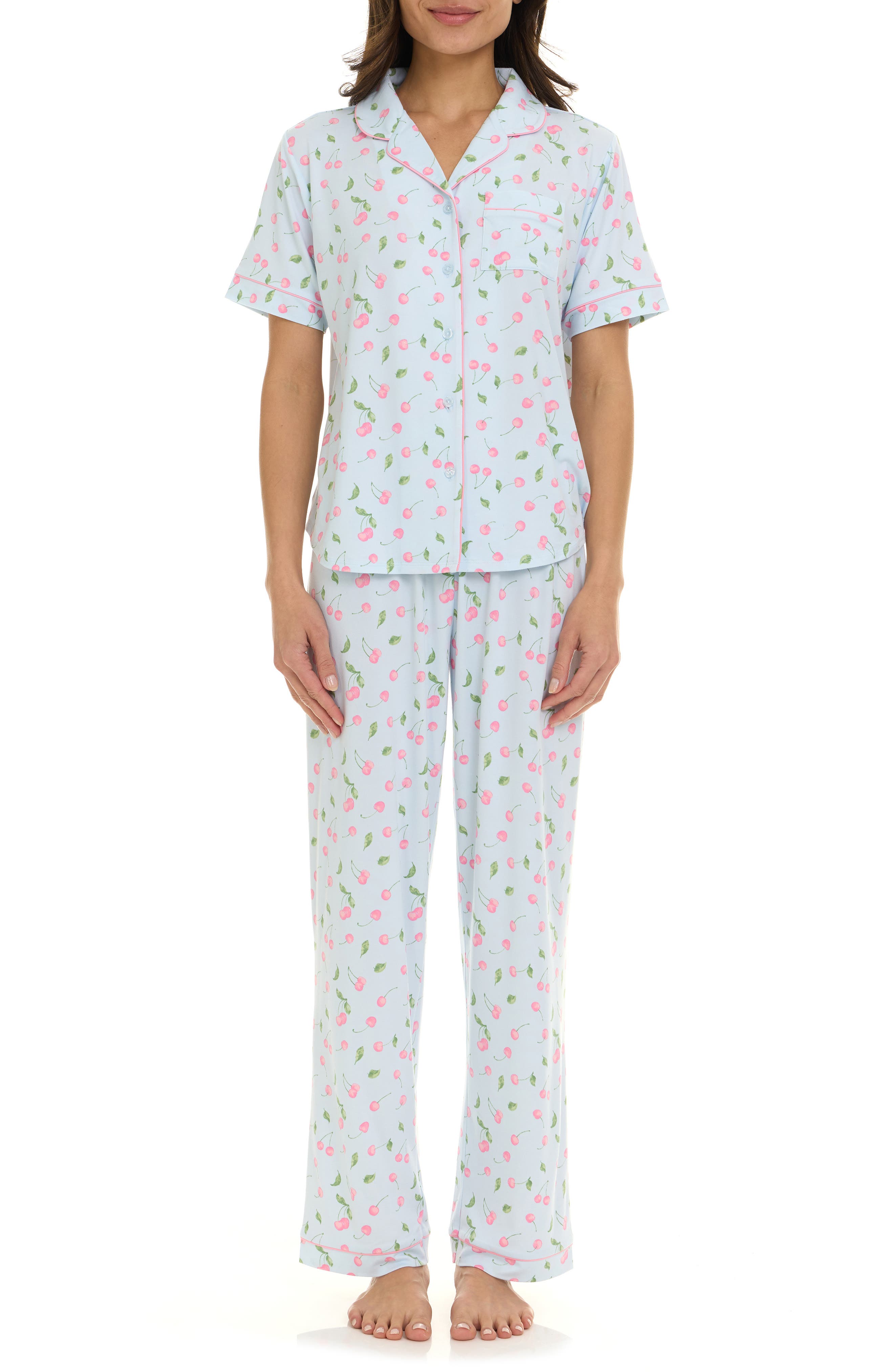 Flora By Flora Nikrooz Gabriella Piped Jersey Pajamas
