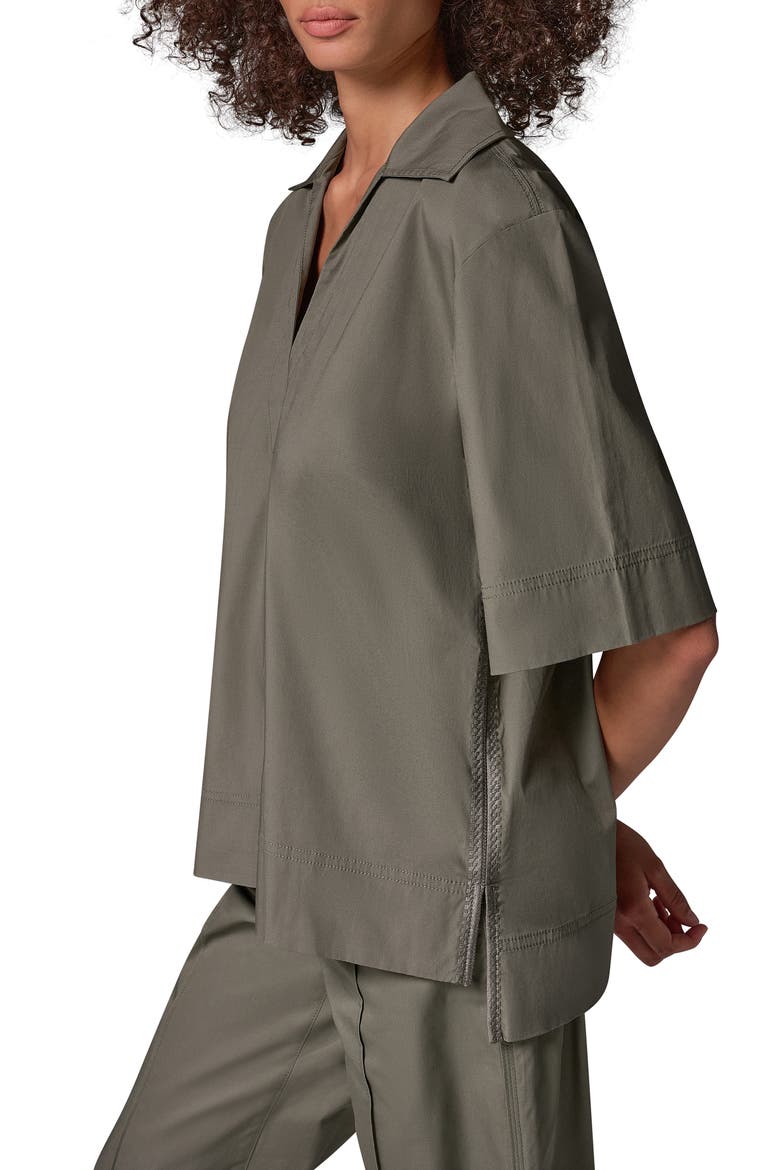 Embroidered Poplin Short Sleeve Top, Alternate, color, SAGE