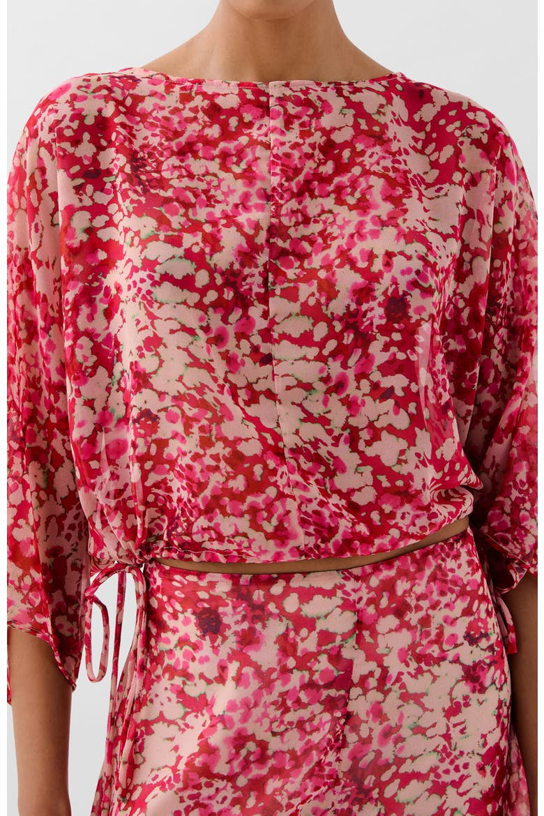 Monet Print Shirt, Main, color, Raspberry