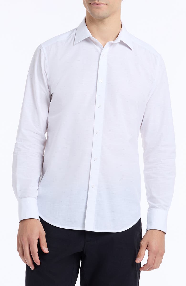 Robert Graham Avondale Cotton Button-Up Shirt, Main, color, Ivory