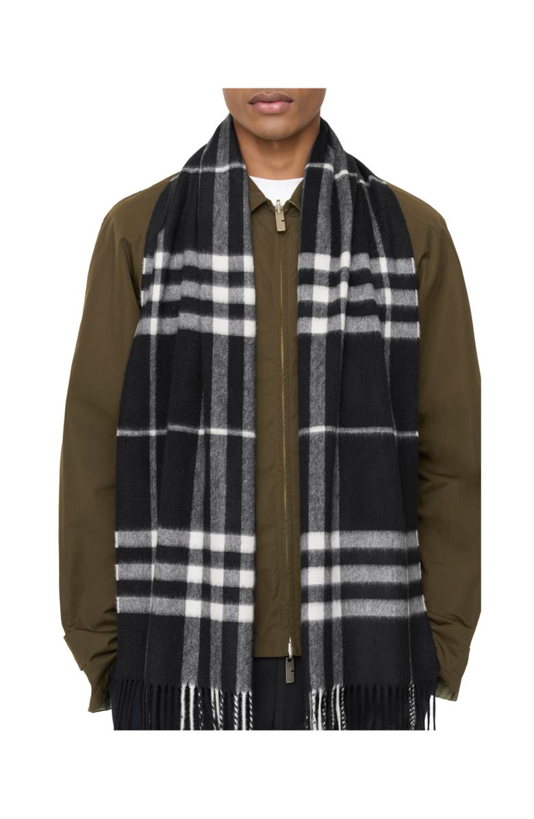 Burberry Check Cashmere Scarf, Alternate, color, Black/Calico