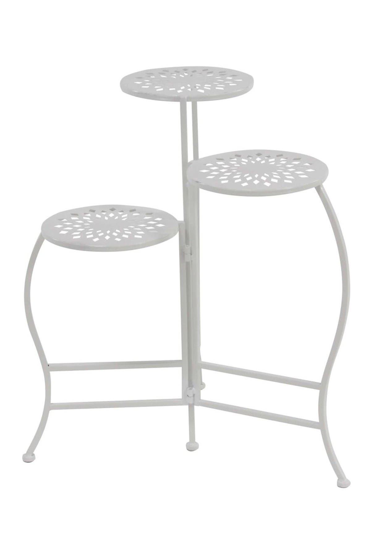 SONOMA SAGE HOME White Metal Indoor & Outdoor 3-Tier Floral Plant Stand
