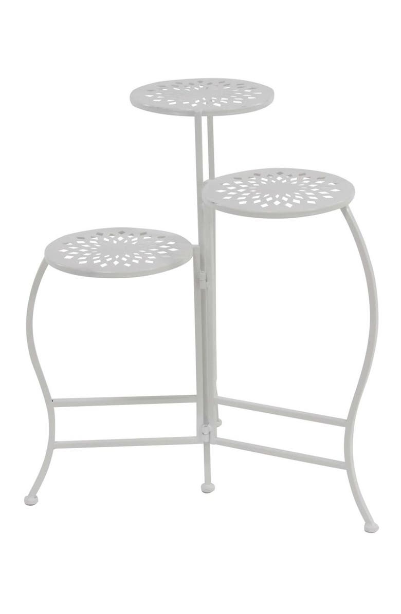 SONOMA SAGE HOME White Metal Indoor & Outdoor 3-Tier Floral Plant Stand, Main, color, White