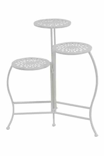 SONOMA SAGE HOME White Metal Indoor & Outdoor 3-Tier Floral Plant Stand