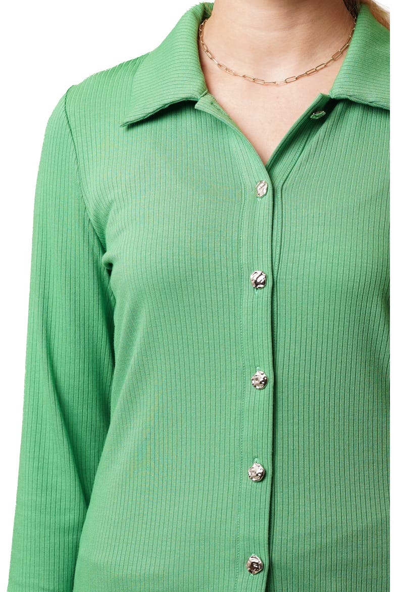 Buttoned Ribbed Knit Top, Alternate, color, ONLINE LIME